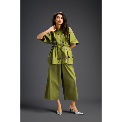 Deepika Arora Green Embellished/Sequined Co-Ord (Set of 2)