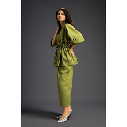 Deepika Arora Green Embellished/Sequined Co-Ord (Set of 2)