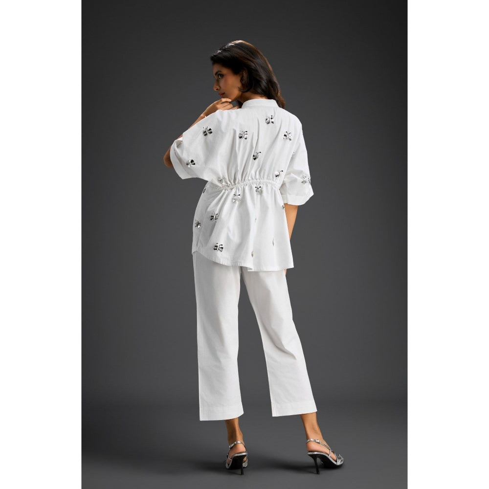 Deepika Arora White Embellished/Sequined Co-Ord (Set of 2)