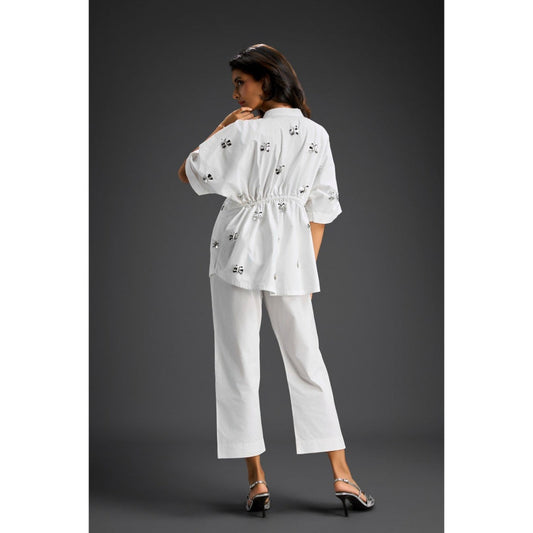 Deepika Arora White Embellished/Sequined Co-Ord (Set of 2)