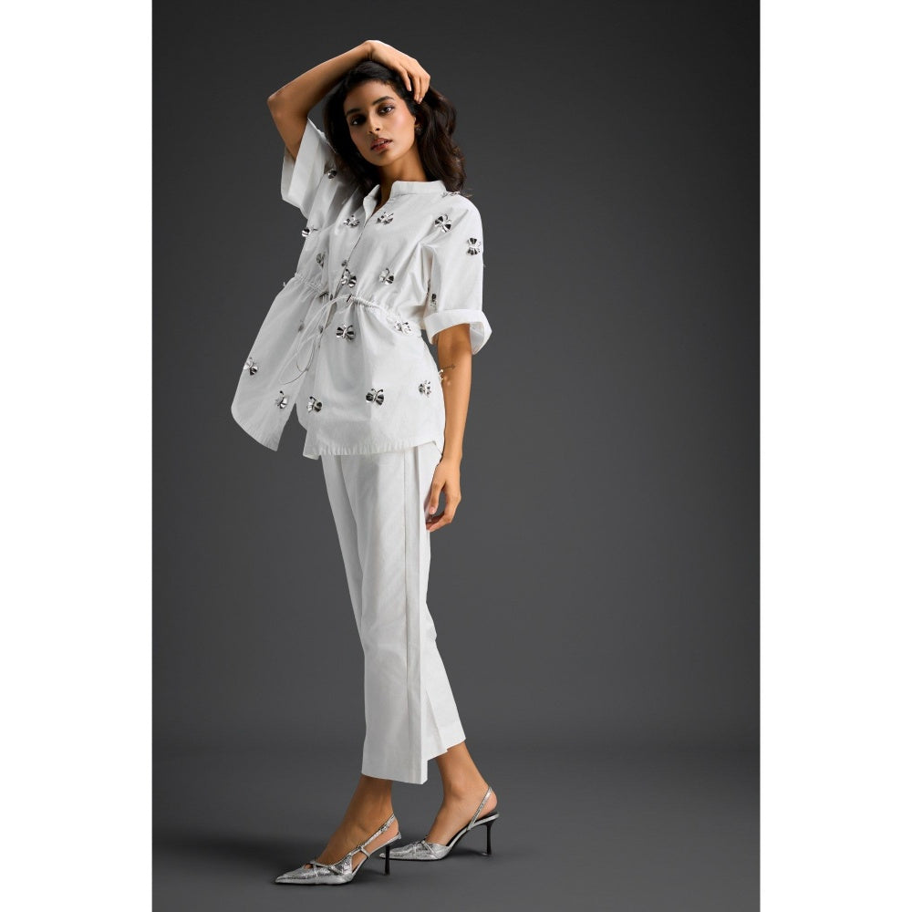 Deepika Arora White Embellished/Sequined Co-Ord (Set of 2)