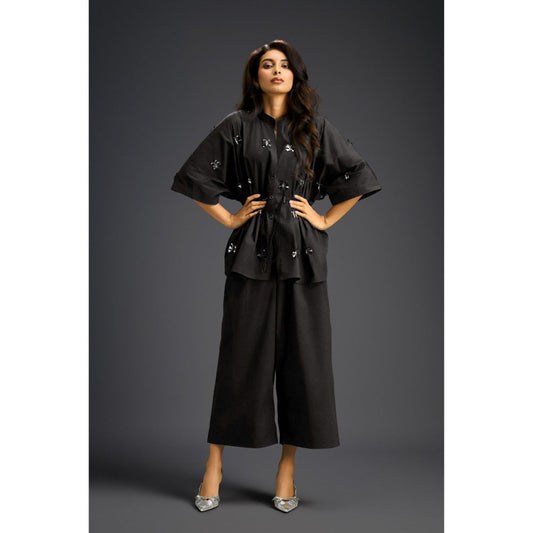 Deepika Arora Black Embellished/Sequined Co-Ord (Set of 2)