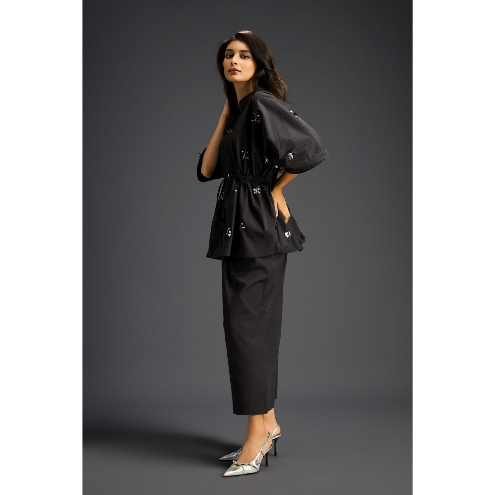 Deepika Arora Black Embellished/Sequined Co-Ord (Set of 2)