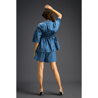 Deepika Arora Blue Embellished/Sequined Co-Ord (Set of 2)