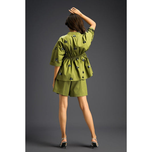 Deepika Arora Green Embellished/Sequined Co-Ord (Set of 2)