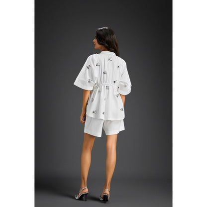 Deepika Arora White Embellished/Sequined Co-Ord (Set of 2)