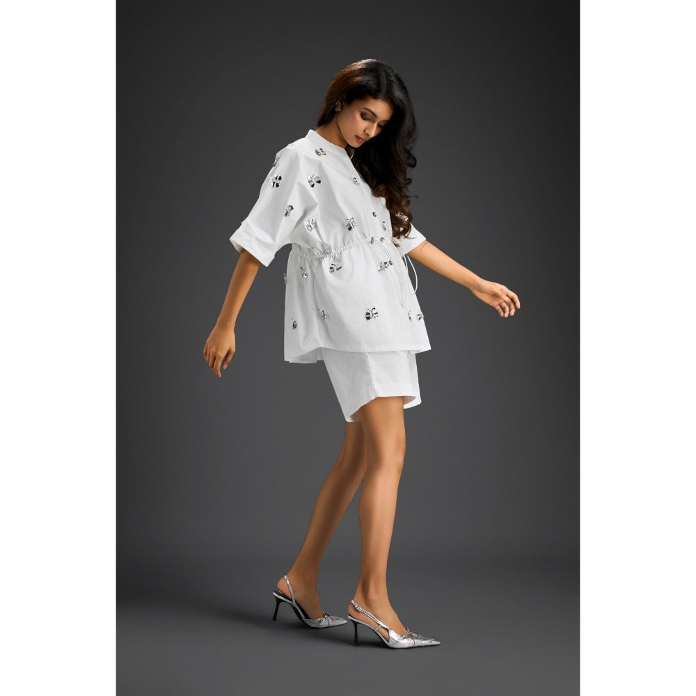 Deepika Arora White Embellished/Sequined Co-Ord (Set of 2)