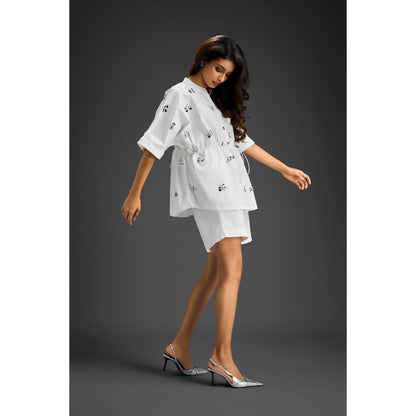 Deepika Arora White Embellished/Sequined Co-Ord (Set of 2)