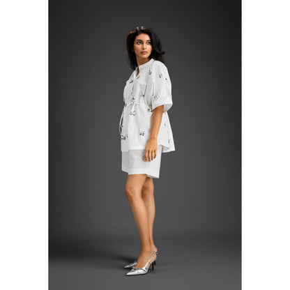 Deepika Arora White Embellished/Sequined Co-Ord (Set of 2)