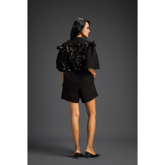 Deepika Arora Black Embroidered Co-Ord (Set of 2)