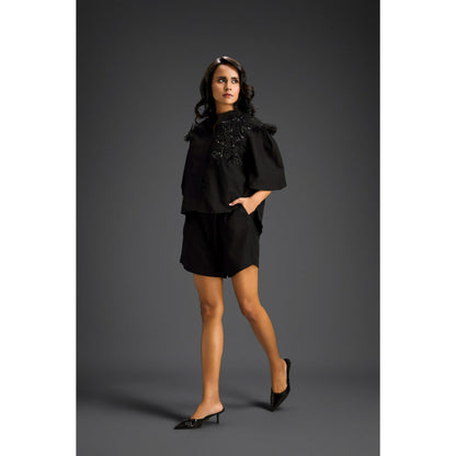 Deepika Arora Black Embroidered Co-Ord (Set of 2)