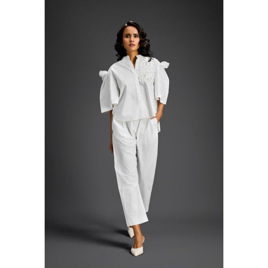 Deepika Arora White Embroidered Co-Ord (Set of 2)