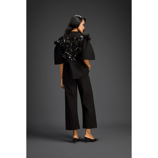 Deepika Arora Black Embroidered Co-Ord (Set of 2)