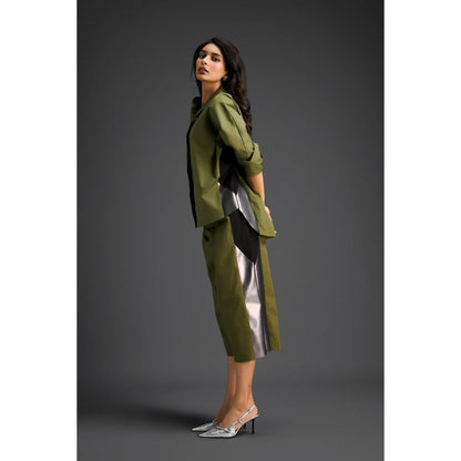 Deepika Arora Green Solid/Plain Co-Ord (Set of 2)