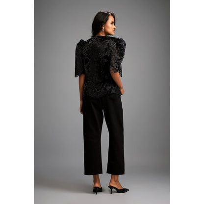 Deepika Arora Black Textured Co-Ord (Set of 2)