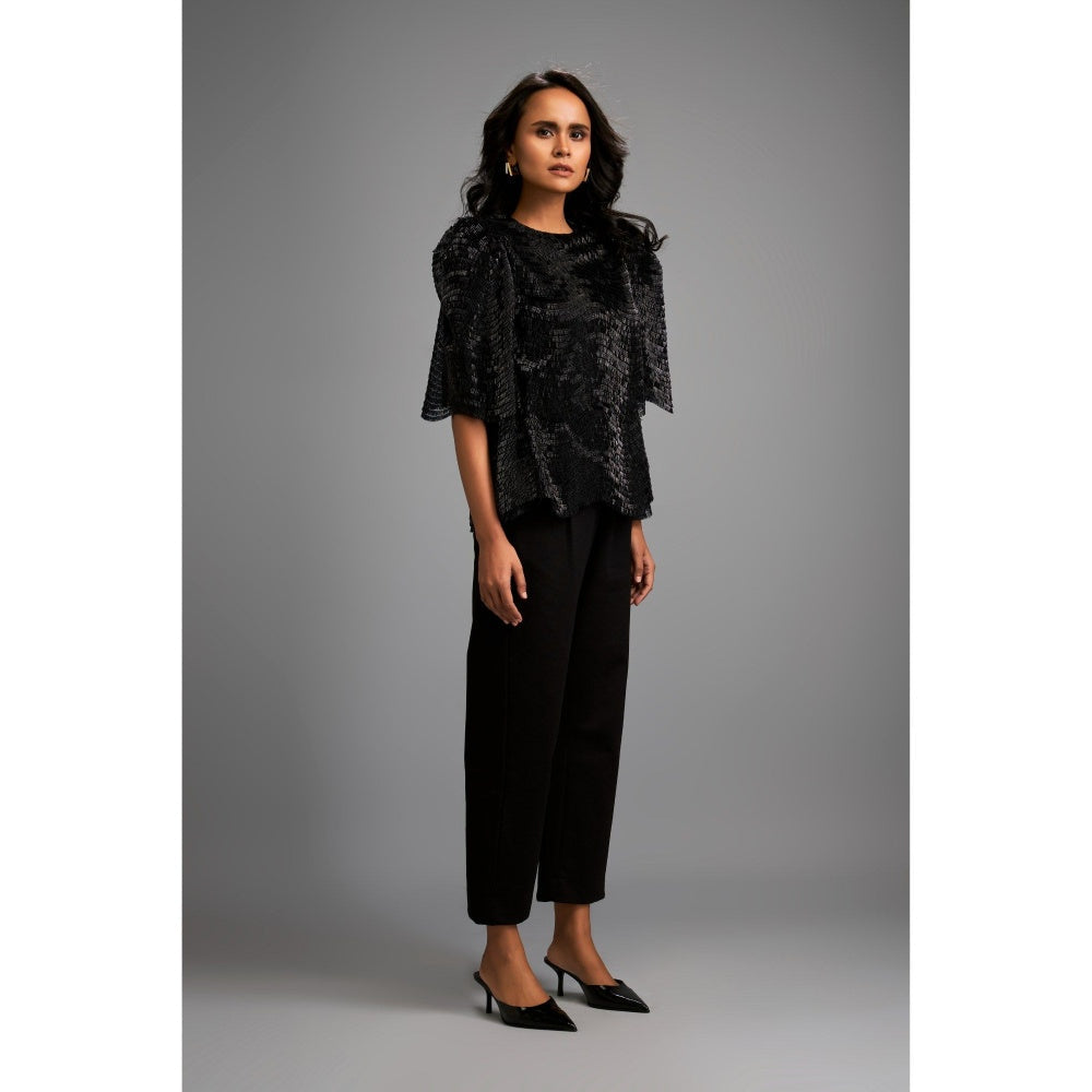Deepika Arora Black Textured Co-Ord (Set of 2)