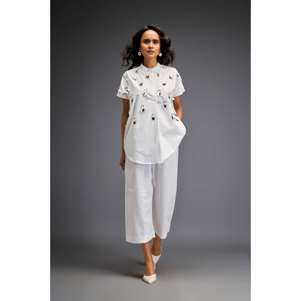 Deepika Arora White Embellished/Sequined Co-Ord (Set of 2)