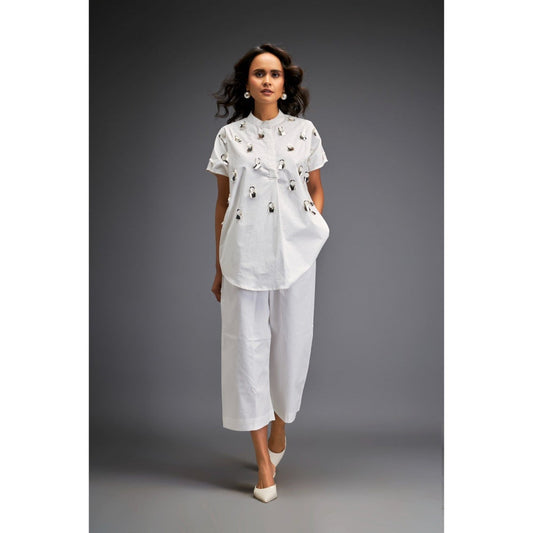 Deepika Arora White Embellished/Sequined Co-Ord (Set of 2)