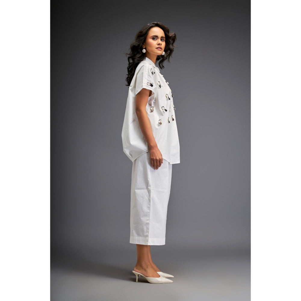 Deepika Arora White Embellished/Sequined Co-Ord (Set of 2)