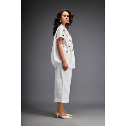 Deepika Arora White Embellished/Sequined Co-Ord (Set of 2)