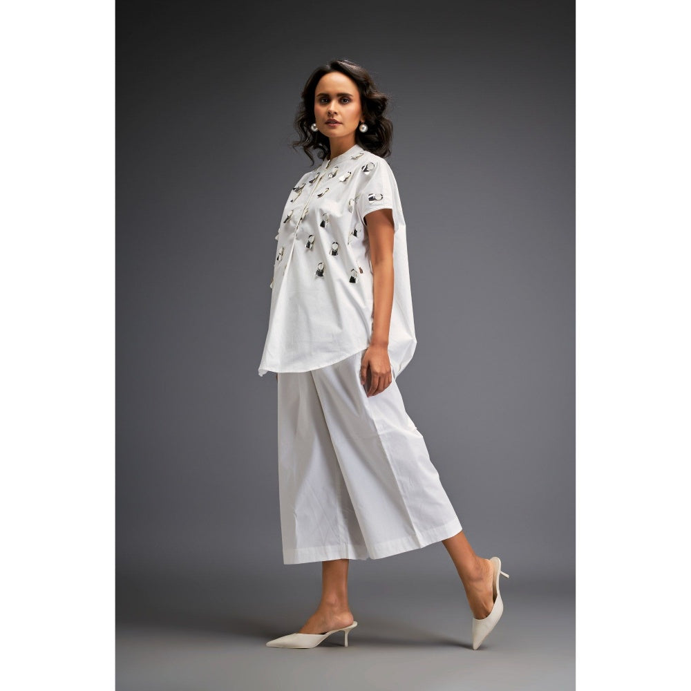Deepika Arora White Embellished/Sequined Co-Ord (Set of 2)