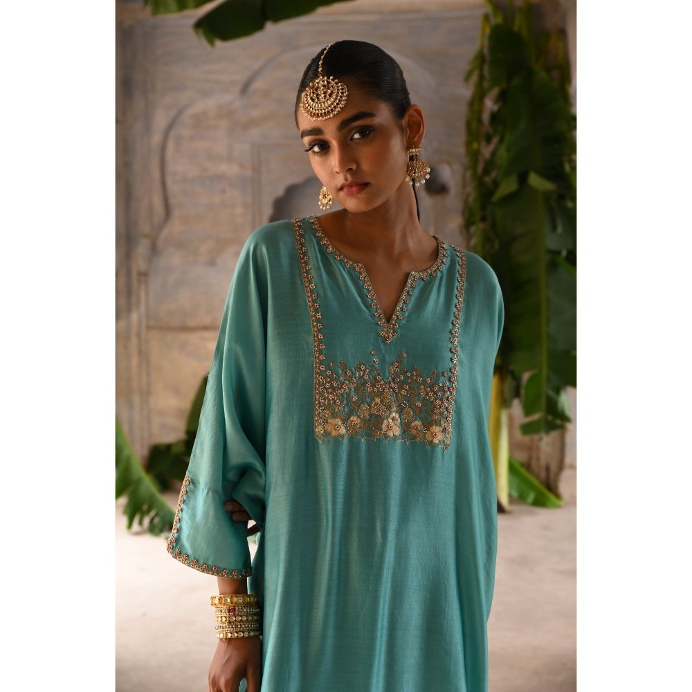 DEEPTHEE Powder Blue Hand Embroidered Kaftan (Set of 2)