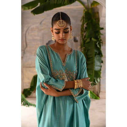 DEEPTHEE Powder Blue Hand Embroidered Kaftan (Set of 2)