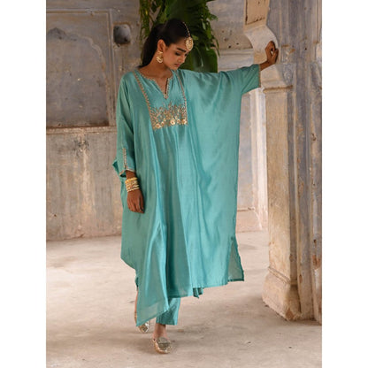 DEEPTHEE Powder Blue Hand Embroidered Kaftan (Set of 2)