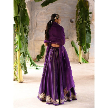 DEEPTHEE Aubergine Lehenga (Set of 3)