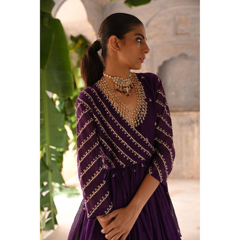 DEEPTHEE Aubergine Peplum (Set of 3)