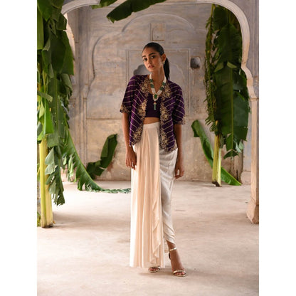 DEEPTHEE Aubergine Cowl Skirt (Set of 3)