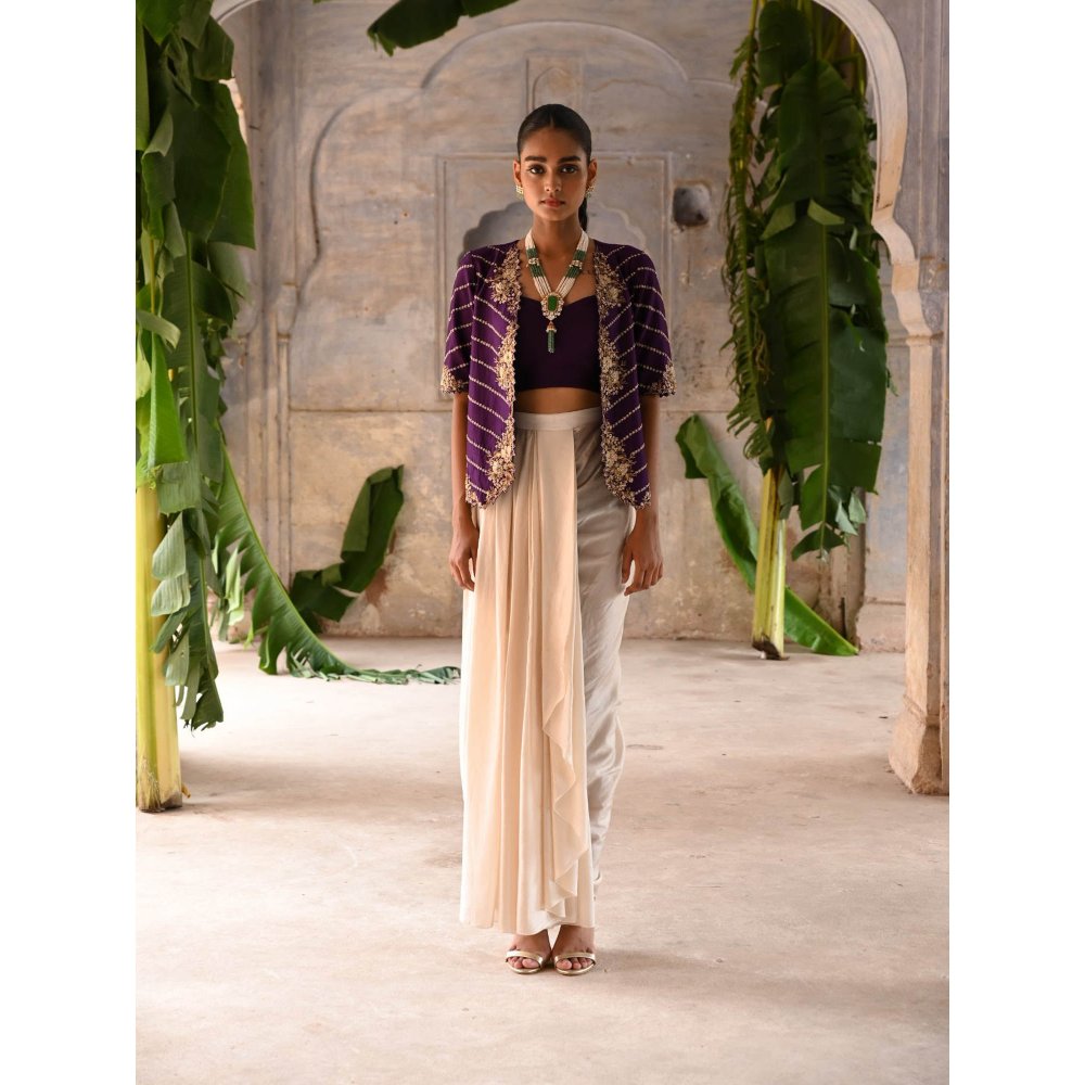 DEEPTHEE Aubergine Cowl Skirt (Set of 3)