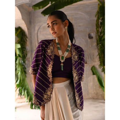 DEEPTHEE Aubergine Cowl Skirt (Set of 3)