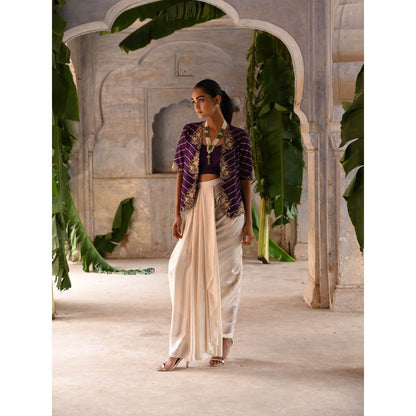 DEEPTHEE Aubergine Cowl Skirt (Set of 3)