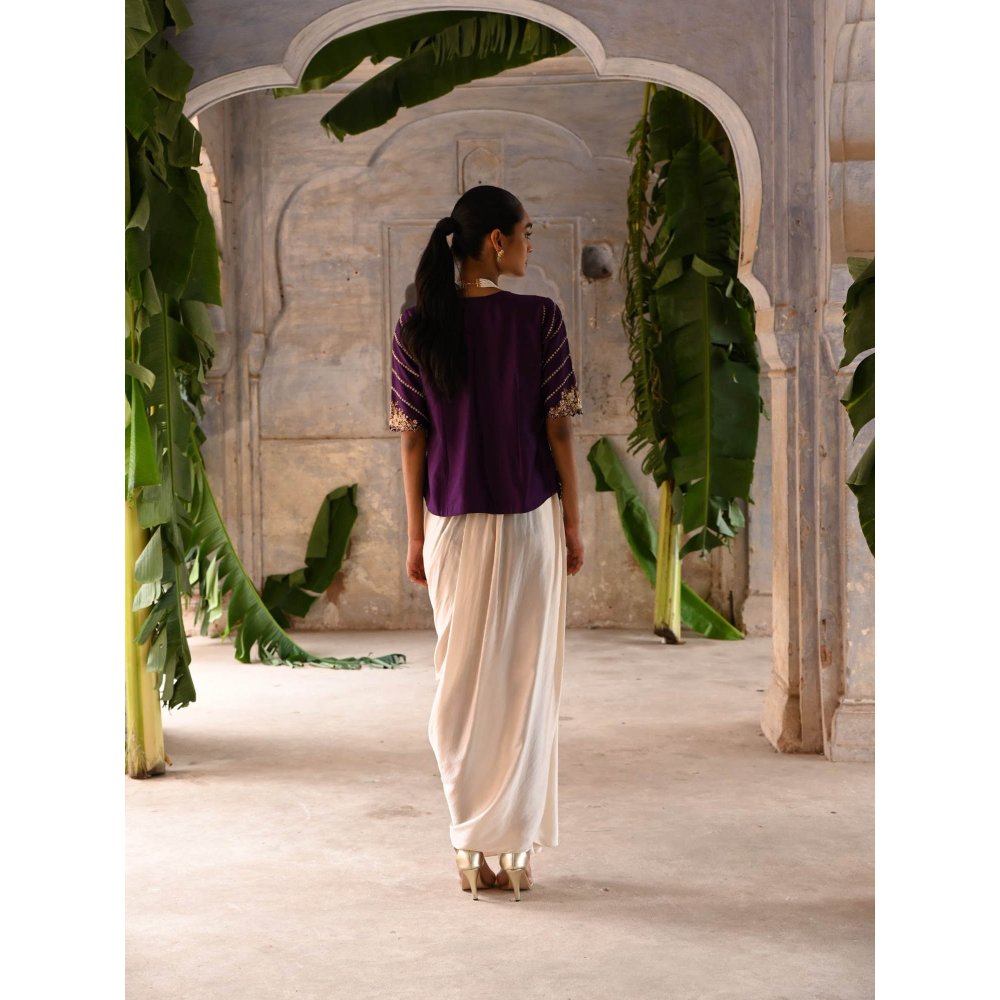 DEEPTHEE Aubergine Cowl Skirt (Set of 3)