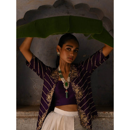 DEEPTHEE Aubergine Cowl Skirt (Set of 3)