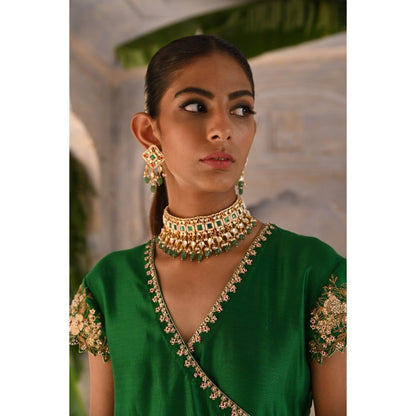 DEEPTHEE Green Straight Angarkha (Set of 3)