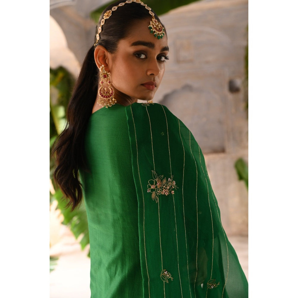 DEEPTHEE Green Cross Over Kurta (Set of 3)