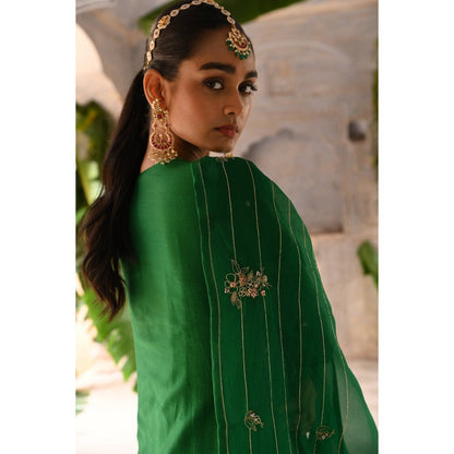 DEEPTHEE Green Cross Over Kurta (Set of 3)