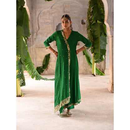 DEEPTHEE Green Cross Over Kurta (Set of 3)