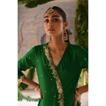 DEEPTHEE Green Cross Over Kurta (Set of 3)