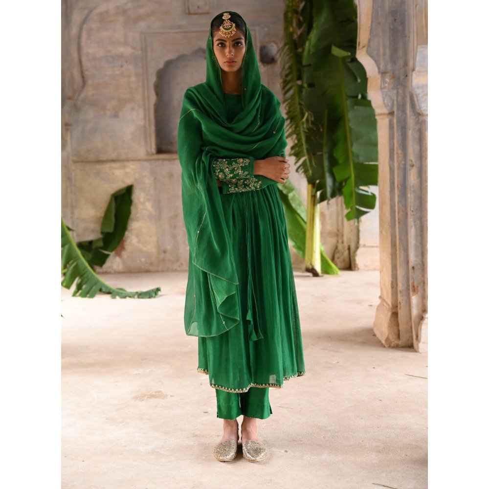 DEEPTHEE Green Gather Anarkali (Set of 3)