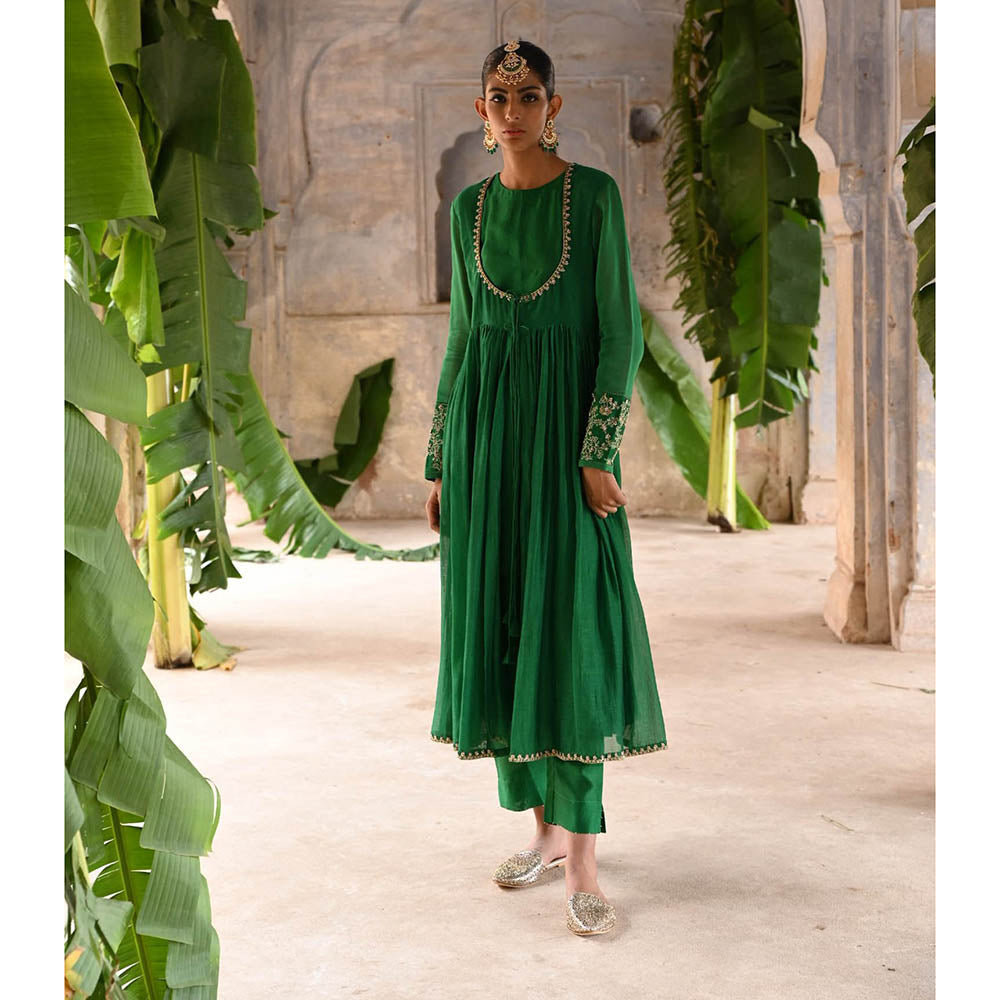 DEEPTHEE Green Gather Anarkali (Set of 3)