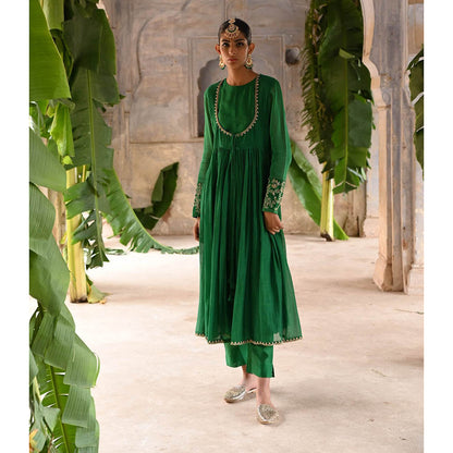 DEEPTHEE Green Gather Anarkali (Set of 3)