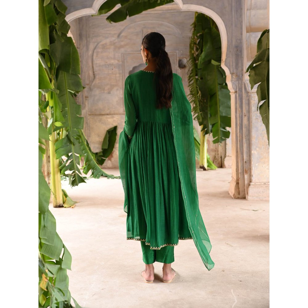 DEEPTHEE Green Gather Anarkali (Set of 3)