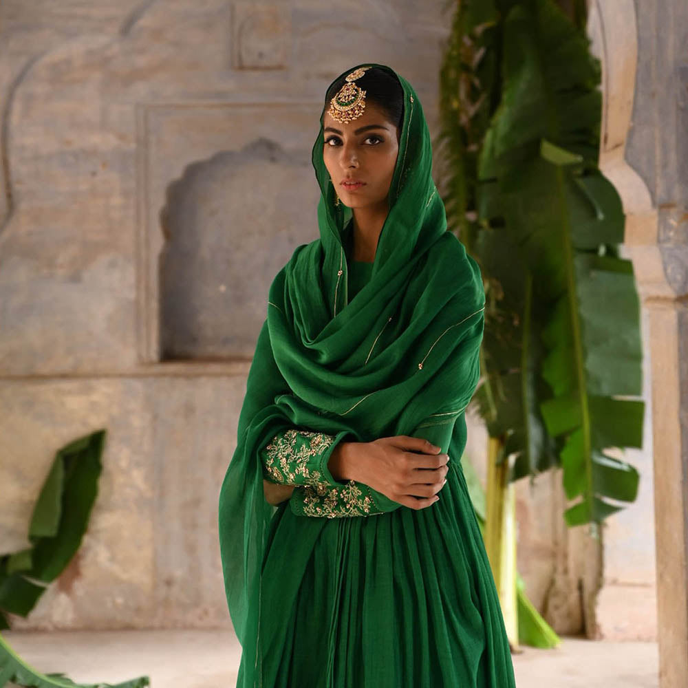 DEEPTHEE Green Gather Anarkali (Set of 3)