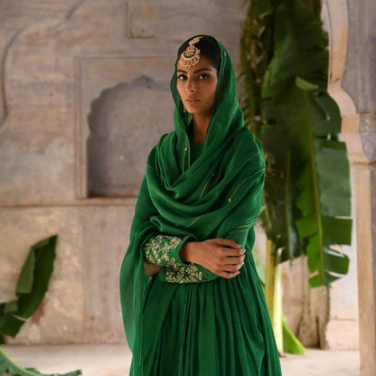 DEEPTHEE Green Gather Anarkali (Set of 3)