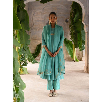 DEEPTHEE Powder Blue Kalli A-Line Kurta (Set of 3)