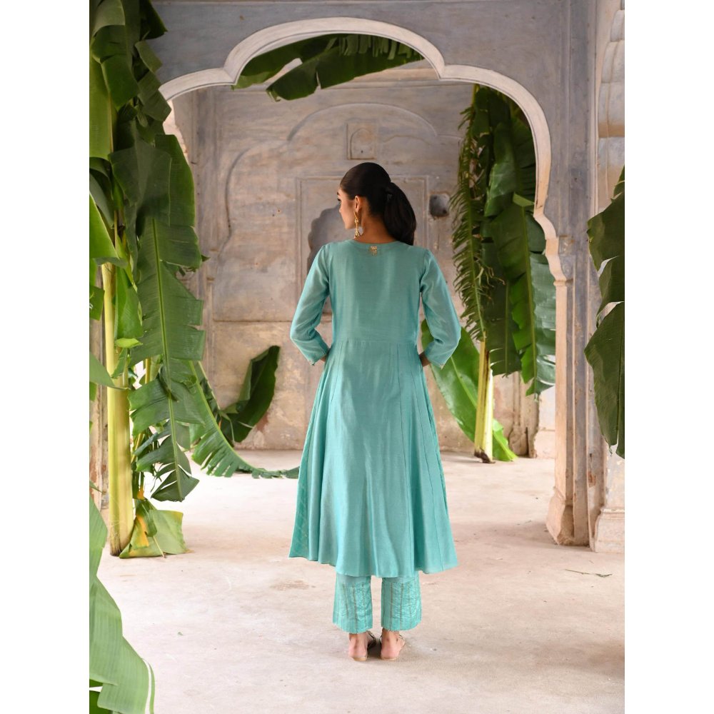 DEEPTHEE Powder Blue Kalli A-Line Kurta (Set of 3)