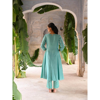 DEEPTHEE Powder Blue Kalli A-Line Kurta (Set of 3)